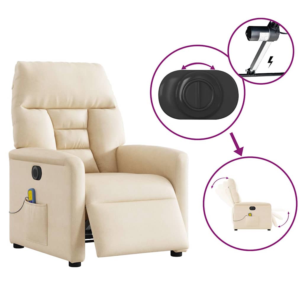 Recliner Chair with Electric Lift Assist Beige Microfiber Fabric