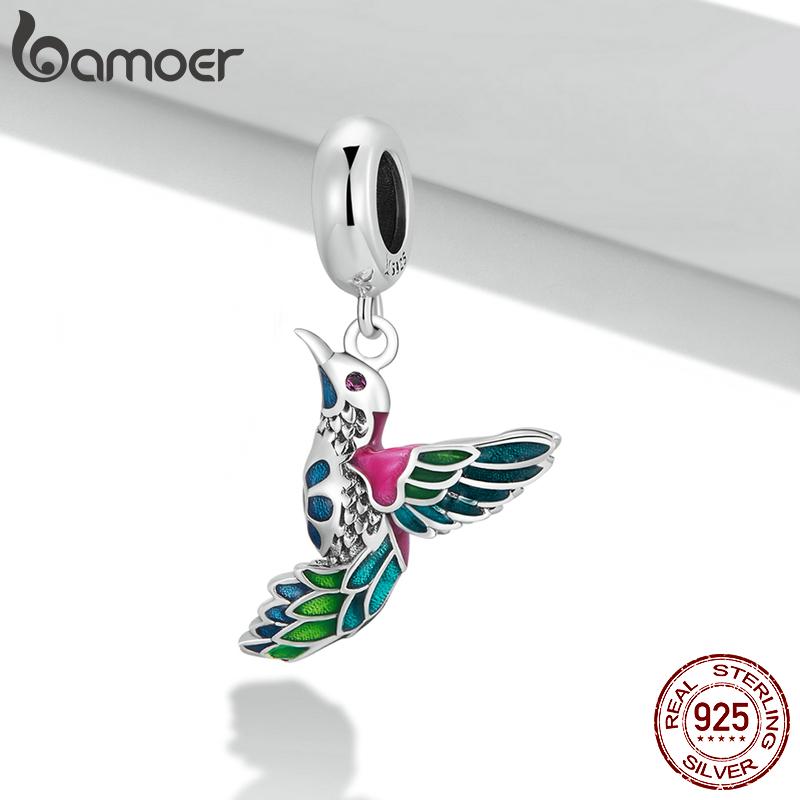 

BAMOER Аутентичная подвеска в виде зимородка из стерлингового серебра 925 пробы подходит для женщин, оригинальный браслет или браслет, ювелирные изделия, подарок 925 silver