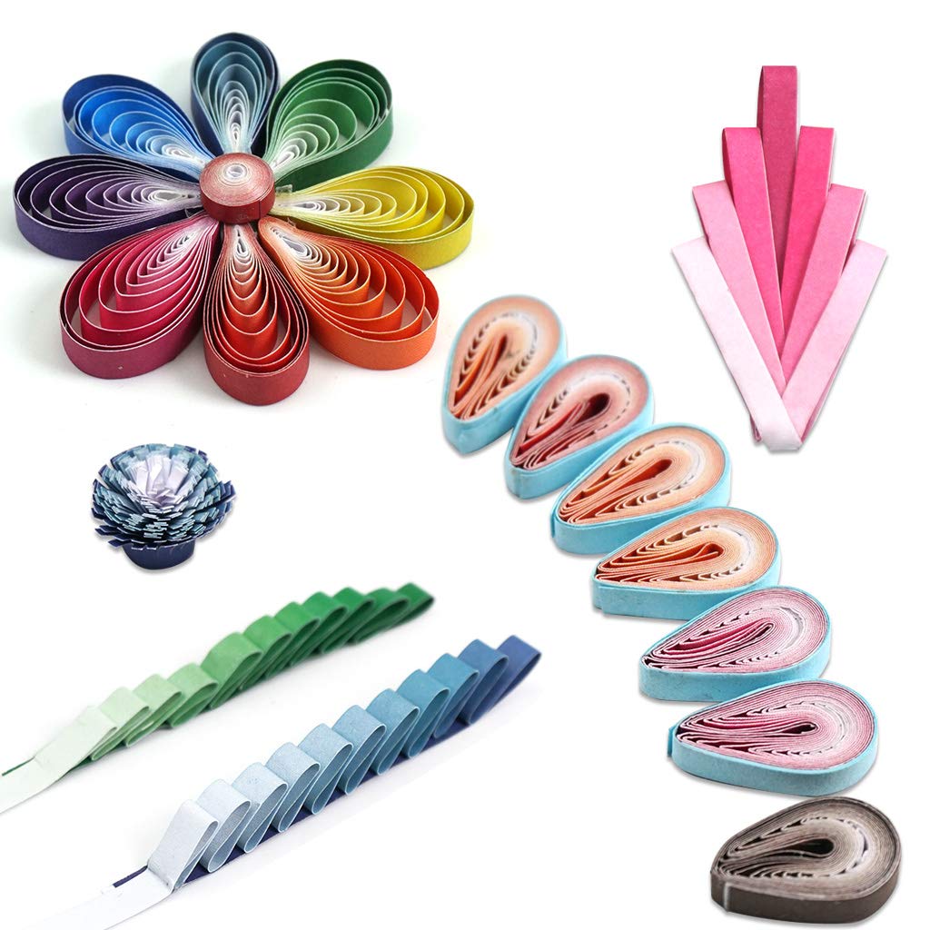 JUYA Quilling 1000 sheets of continuous gradient color paper in 10 390mm long and 10mm Kit varieties, wide.