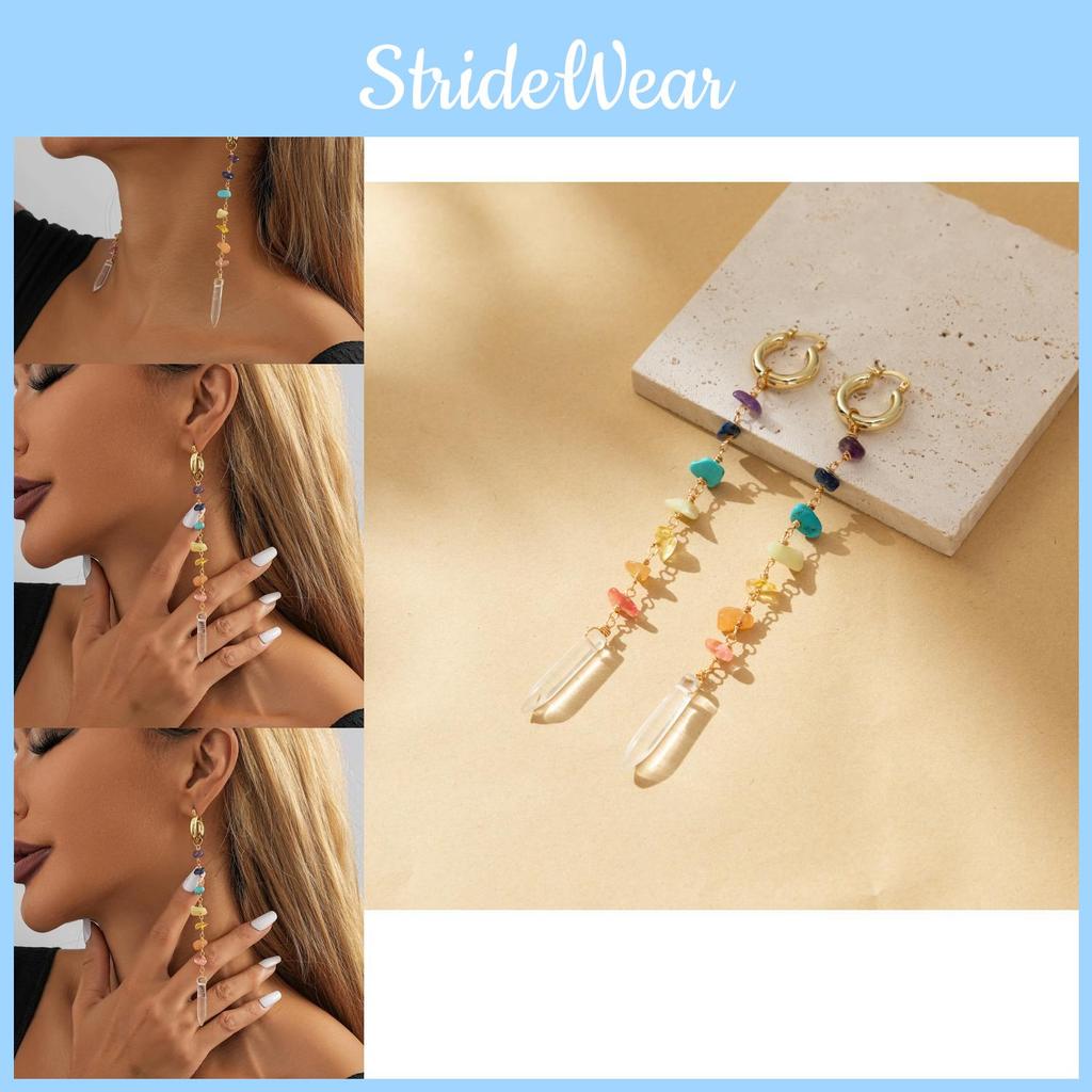 Fall Stylish 2023 Fashion Colorful Irregular Natural Stone Earrings For Urban Women