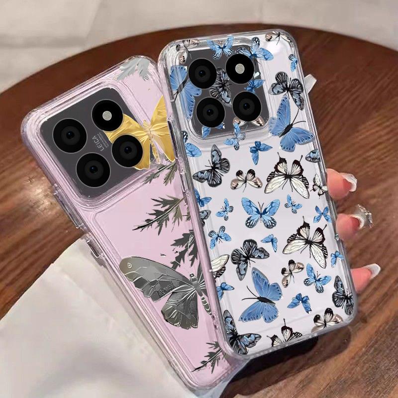 Golden Butterfly Pattern Case For Xiaomi Redmi Note 15 Pro 4G Funda Redmi Note 14 13 Pro 5G Clear TPU Silicone Soft Cover