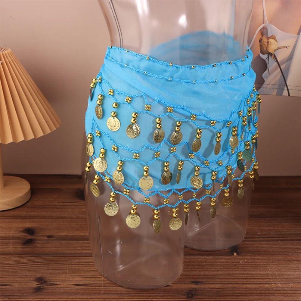 Gold Color Coins Bellydance Waist Chain Three Layers Dancing Waist Belt  Indian Dance