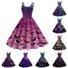 Women's Halloween Print Sexy Off-The-Shoulder Punk Vintage Dress