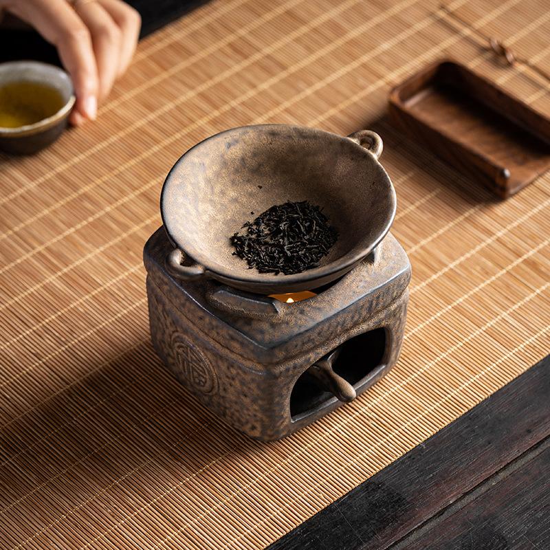 Aroma Burner with Candle Spoon Modern Fragrance Ceramic Ornament Aromatherapy Diffuser Wax Melt Cubes Candle Burner for Bedroom