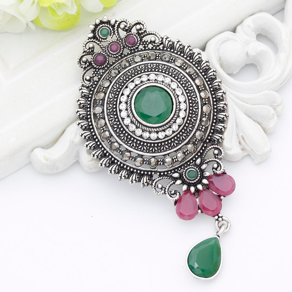 

Круглая хрустальная брошь в виде цветка, женская винтажная брошь золотого цвета, богемные свадебные украшения зелёный