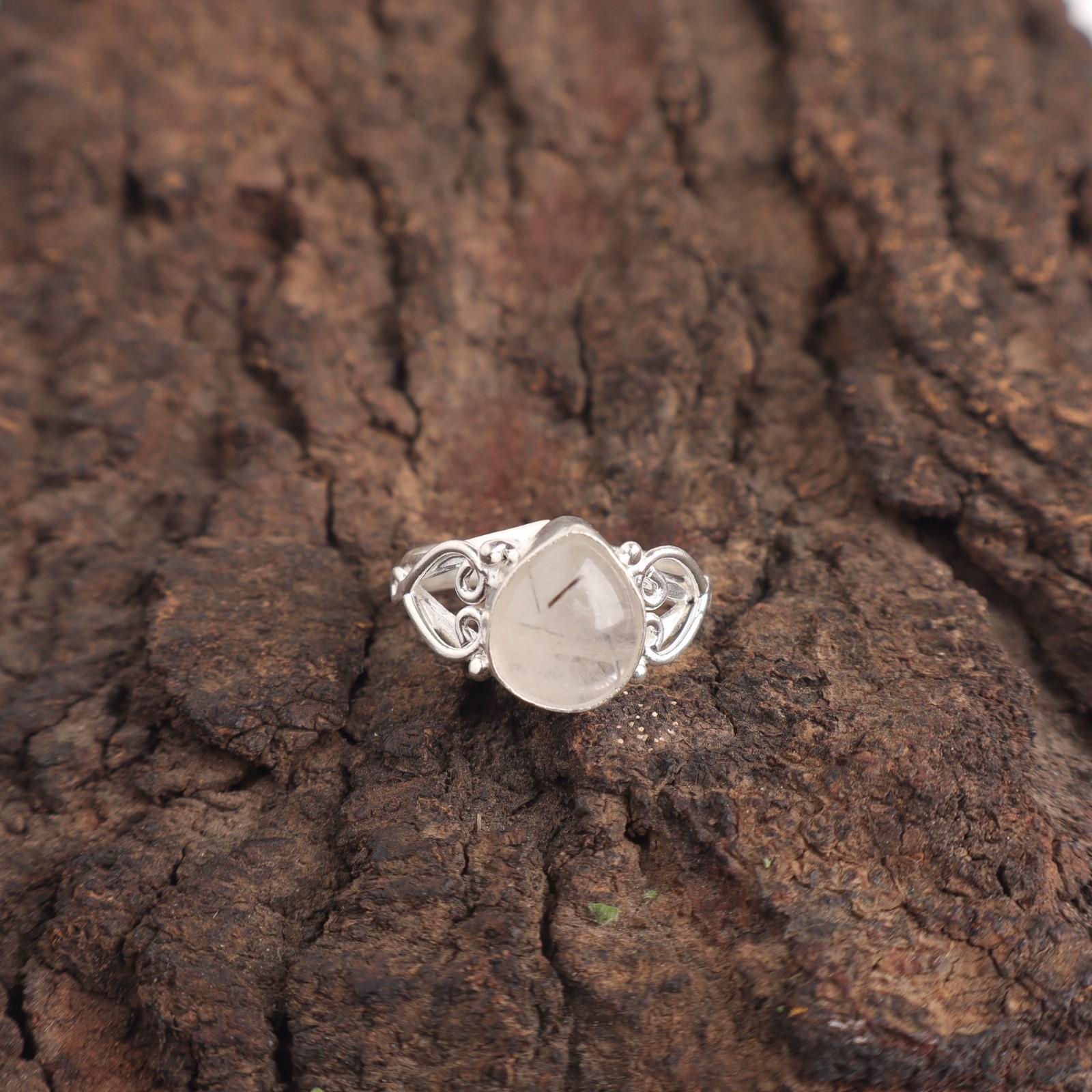 

Груша Черный Рутил Драгоценный Камень Серебро 925 Пробы Модное Коктейльное Кольцо Ручной Работы Ювелирное Изделие RR-46-24 15