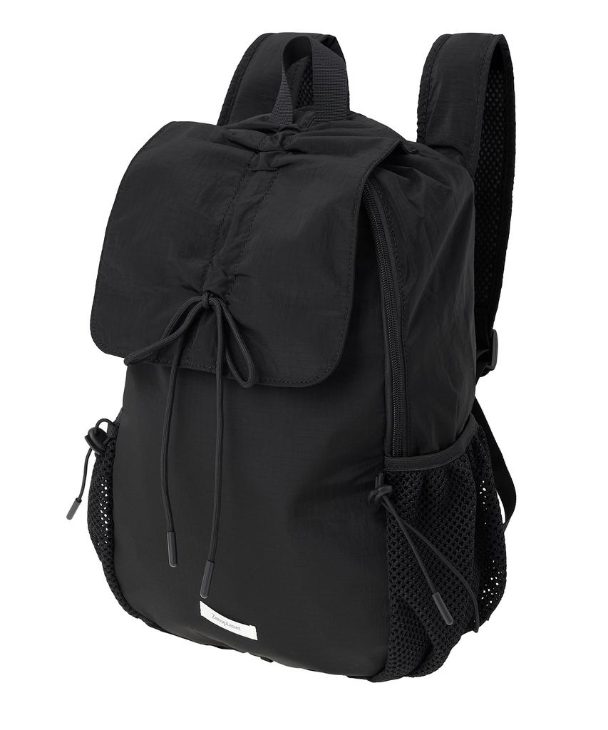 Zeroplanet Nylon Shirred Ribbon Backpack [Black]