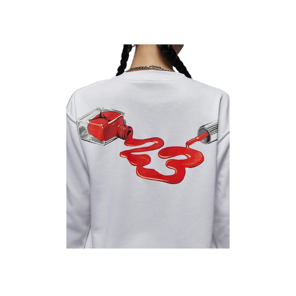 Jordan Brooklyn Fleece Casual Soft Crew Neck Pullover Long Sleeve Sweatshirt Women Tops White HV9371100