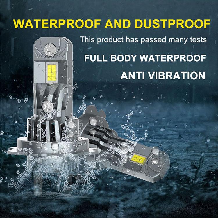 Светодиодные лампы H7/H4/H11, 12000 лм Улучшенная яркость 6000K Холодный белый свет для вождения/противотуманные фары, 50000 часов срока службы,1:1 Мини-размер Plug and Play, 2 штуки в упаковке H1