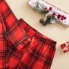2025 Christmas Plaid Pajama Set for Family: Cartoon Lapel Top + Pants Two-Piece Set for Men, Women, and Children