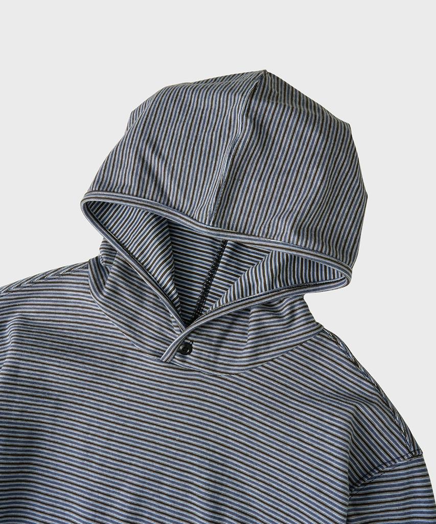 Multi-Stripe Long-Sleeve Hoodie [Blue Charcoal]