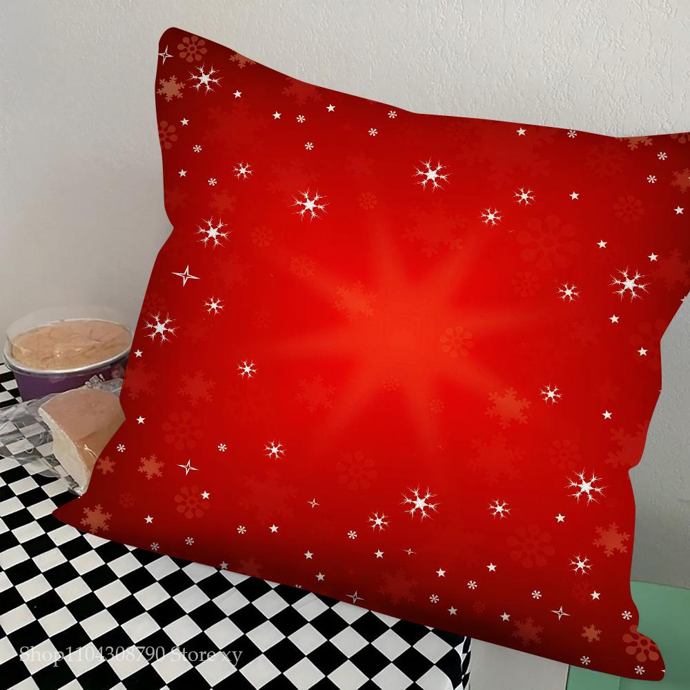Red Christmas Pillow Case Fashion Square Pillowcase Bedroom Sofa Room Ins Decoration Leisure Cushion Cover 40x40