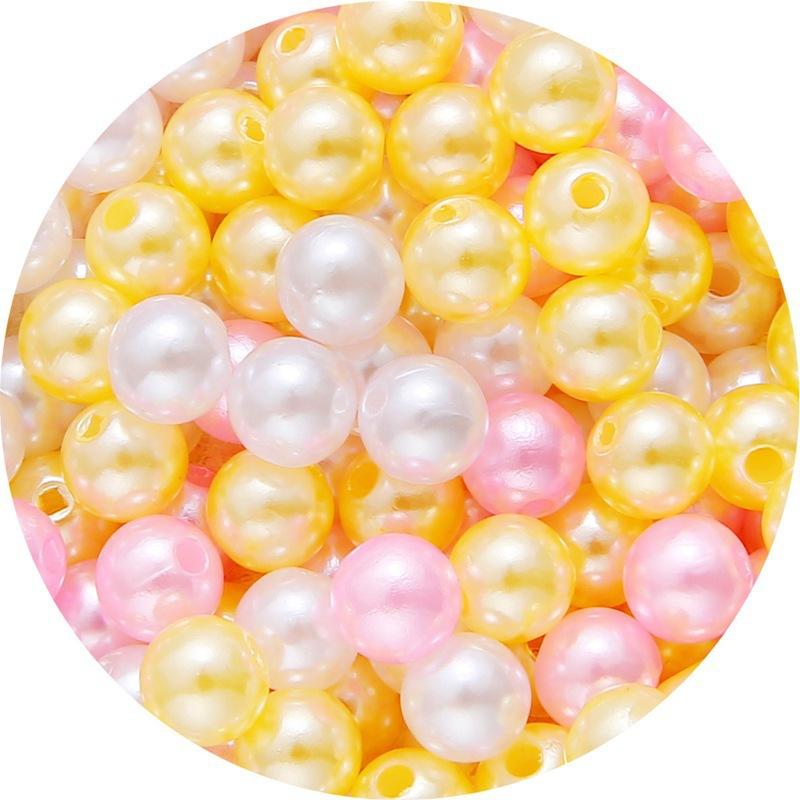 Color Abs Perforated Imitation Pearl Loose Beads Diy Hand-Woven Beaded Bracelet Homemade Jewelry Material