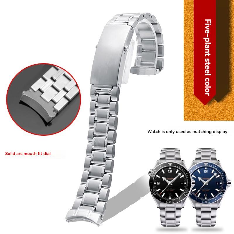 Pro řemínek k hodinkám Omega Seamaster 600 Ocean Universe 300 Nerezová ocelový náramek na hodinky Pevný zakřivený konec 18mm 20mm 22mm