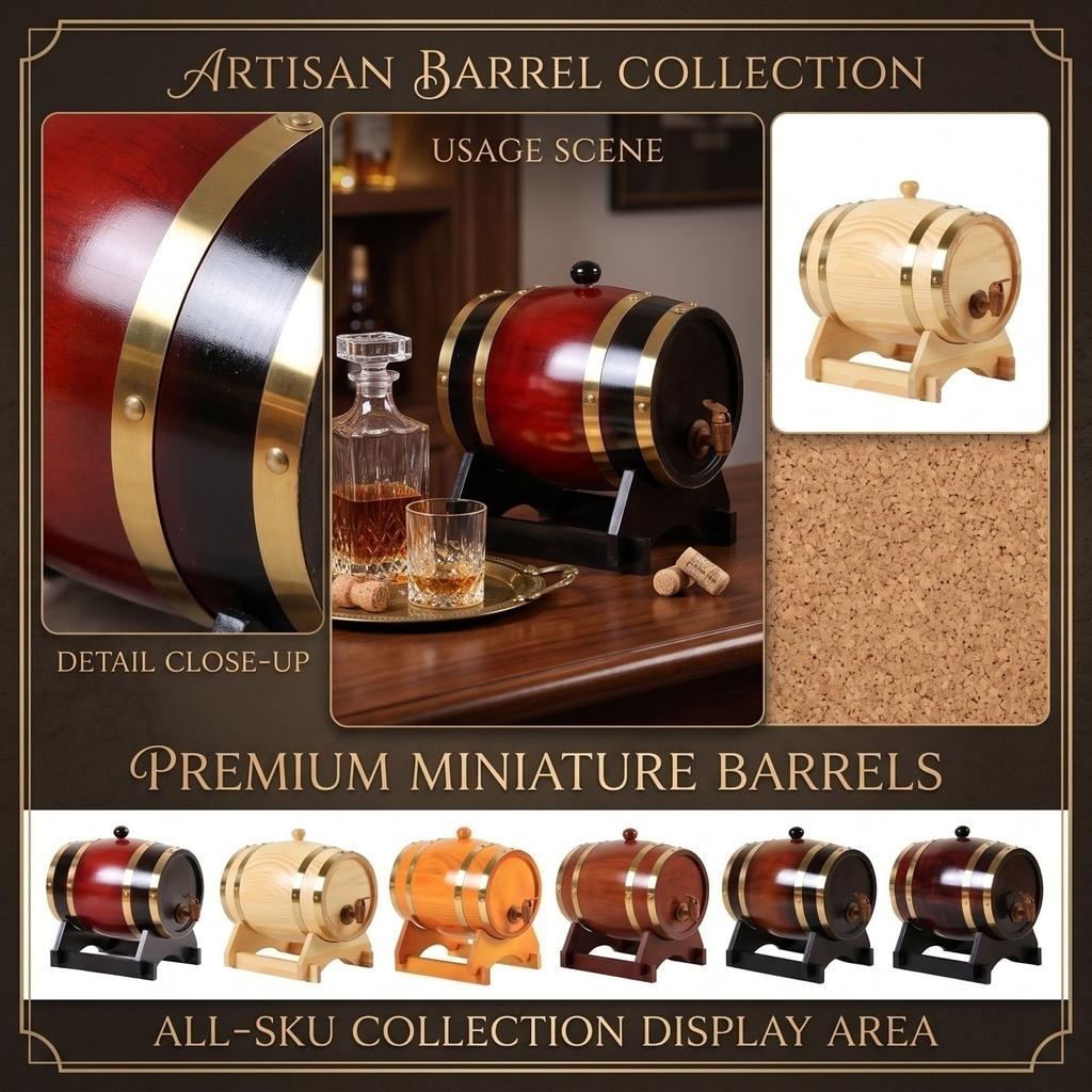for Wine and Storage - Decorative Wooden Cask with Wood - Home Bar and Kitchen Decor