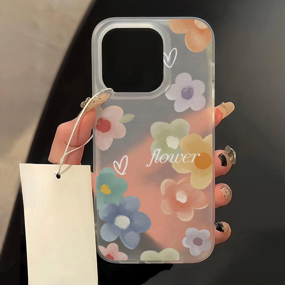 Soft TPU Matte Phone Case for iPhone 13 Funda iPhone 16 Pro Max 15 11 14 Plus 12 Mini 16promax 13promax Flower Transparent Cover