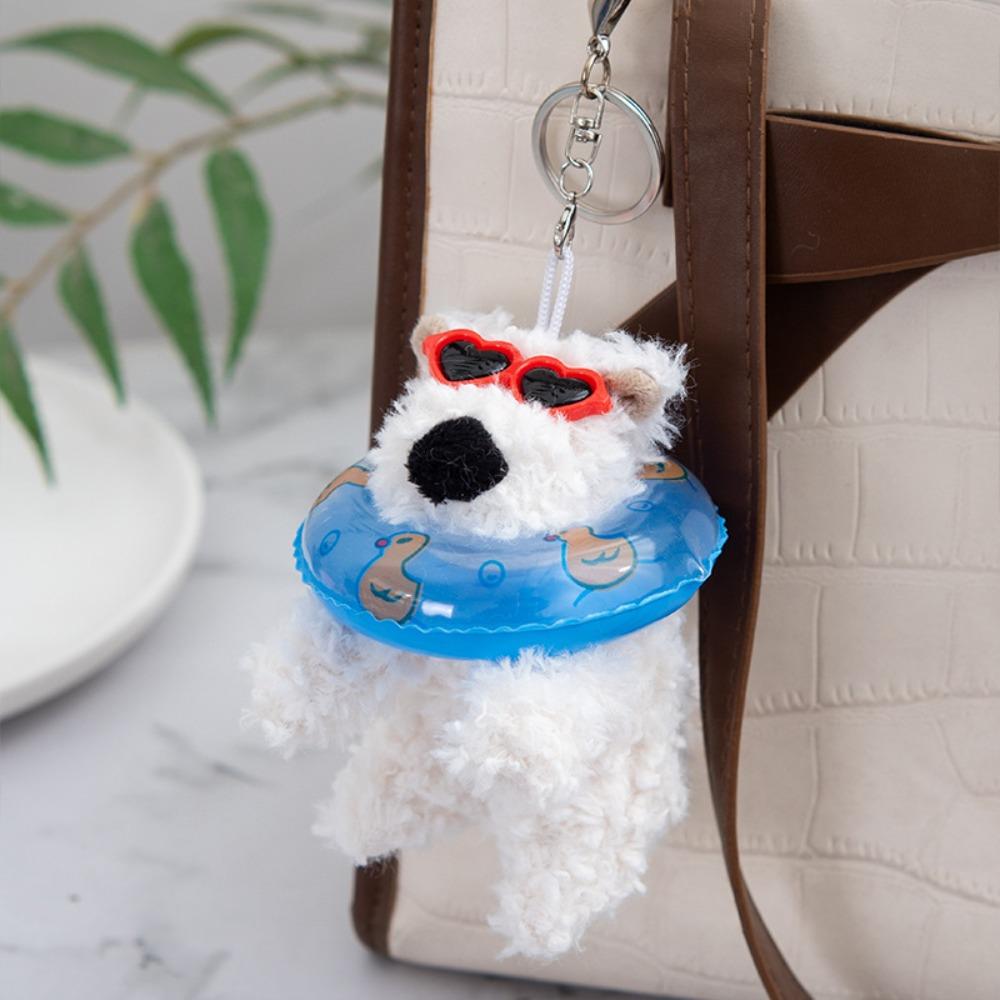 Cartoon Animal Plush Puppy Doll Keychain Anti-lost Car Hanging Pendant  Kids Birthday Gift