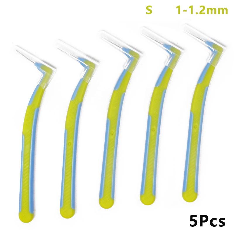 Lot de 5 brosses interdentaires en silicone en forme de L pour retirer les cure-dents, outils de nettoyage buccal multicolores, fournitures de matériel dentaire