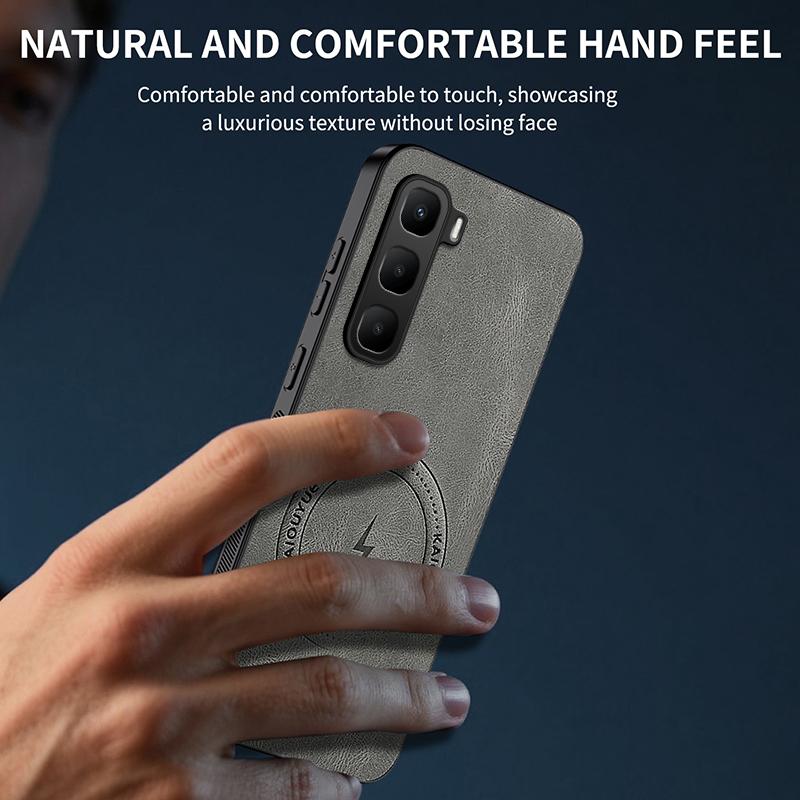 Magnetic Case For Infinix HOT 60 Pro Plus Hot60 60i 4G MagSafe Napa-textured PU Silicone Leather Back Cover Shockproof Bumper
