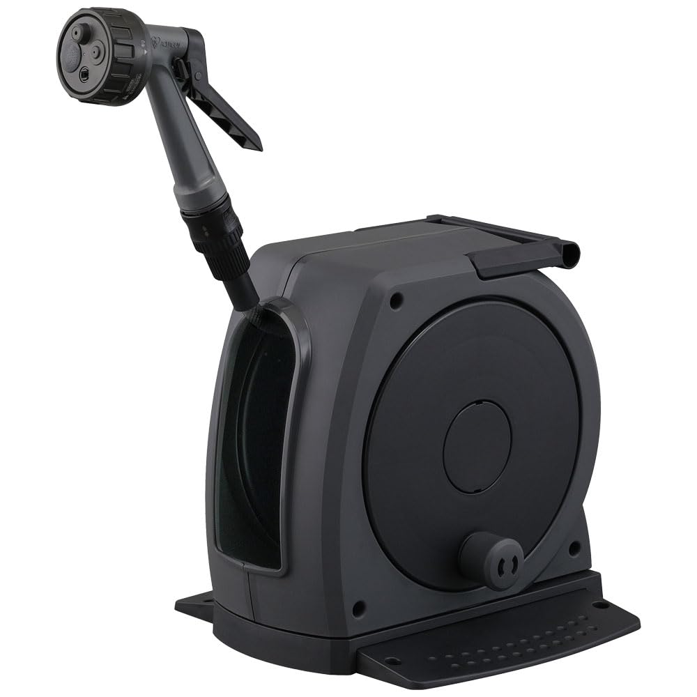 

Iris Ohyama JET 10M Full Cover Hose Reel (FHJ-10) in Dark Gray/Black, Suitable for Car Washes