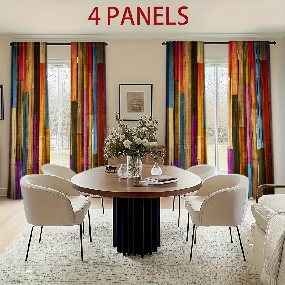 Retro Wooden Board Printed Curtains Bedroom Living Room Home Decoration Curtain Set Of 2 Made Polyester Washable Sitting Ready