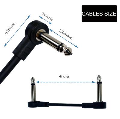 4Pcs 1/4" Right Angle Electric Guitar Pedal Audio Cable - Noise Free Space Saving Durable Pedal Board Cables for Guitar Pedals
