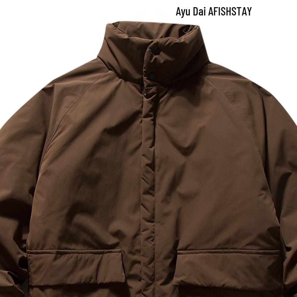 Мужская ретро ветровка с воротником-стойкой - Корейский стиль, Модная, Свободный крой, Универсальный осенний повседневный топ M кофейный