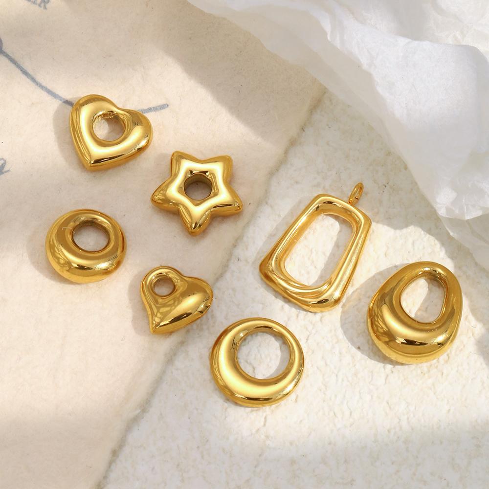 MamacitaSlay 316L Stainless Steel Hollow Heart Pendant Earrings Necklace DIY Accessories Waterproof 18K Gold Plated Jewelry Gift