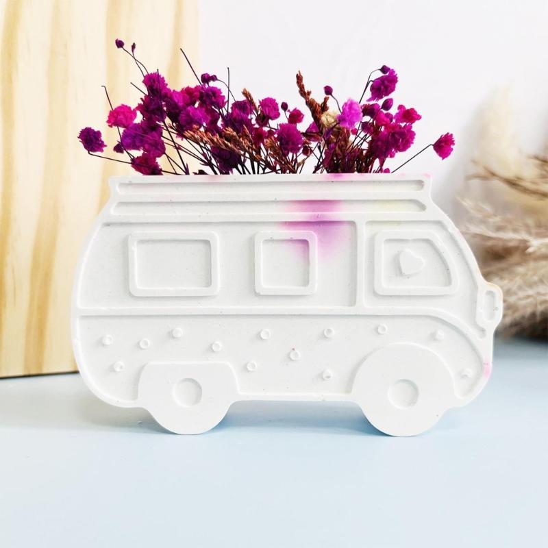 Bus Shape Flower Pots Molds Silicone Molds Plasters Molds Epoxy Resin Molds Castings Molds Succulents Plant Molds
