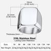 Custom Stainless Steel Rectangle Rings for Man Deep Engrave Black Logo Graphics Design / Black Backgound Rings Jewelry Gift