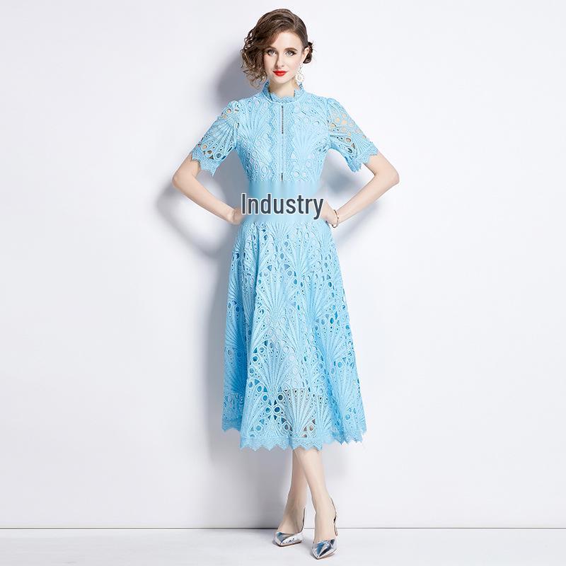 Noblewoman Lace Summer Dress: Elegant Crochet Embroidery for a Lady-like Temperament