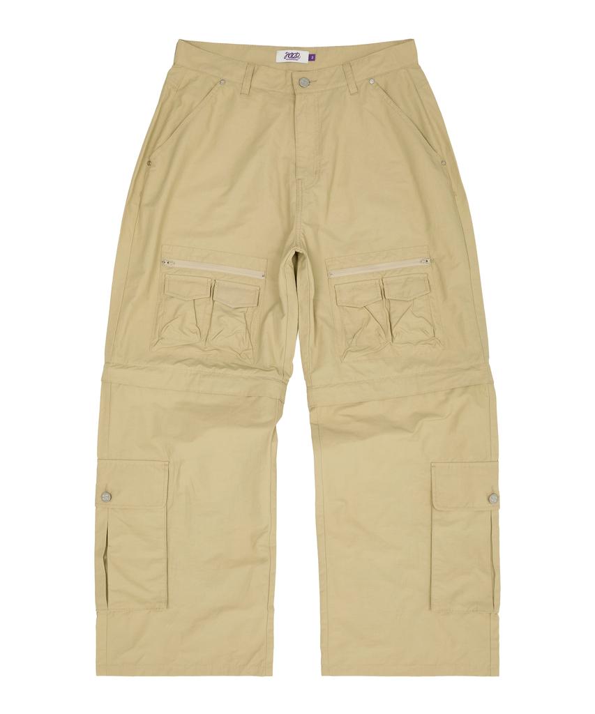 HOODHOOD Multi-Pocket Utility Detachable Pants Beige