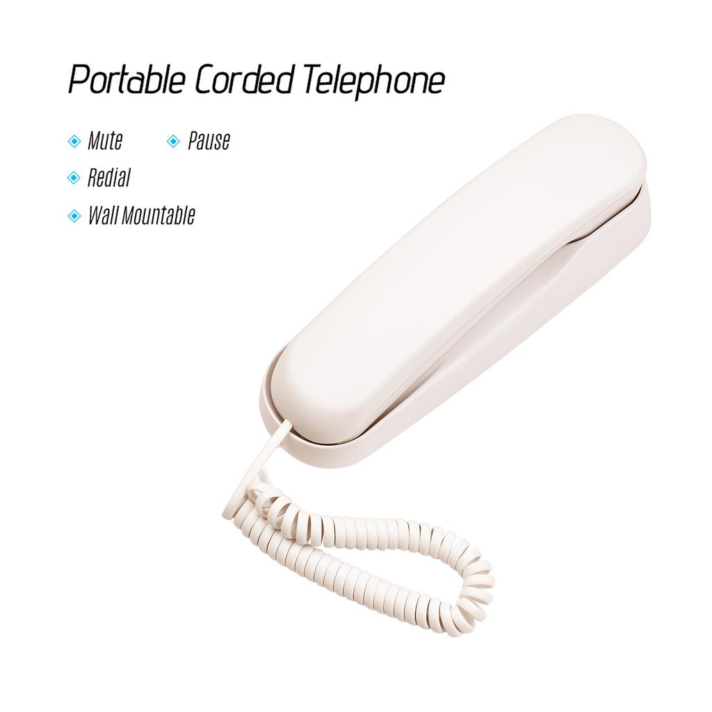 Mini Desktop Corded Landline Phone Fixed Telephone Wall Mountable Supports Mute/ Pause/Redial Functions for Home Hotel Office