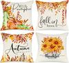 Throw Pillow Covers Set Of 4, Pumpkin Sunflower Decorative Holidaypillow Case Autumn Cushion Covers Thanksgiving Pillowcase