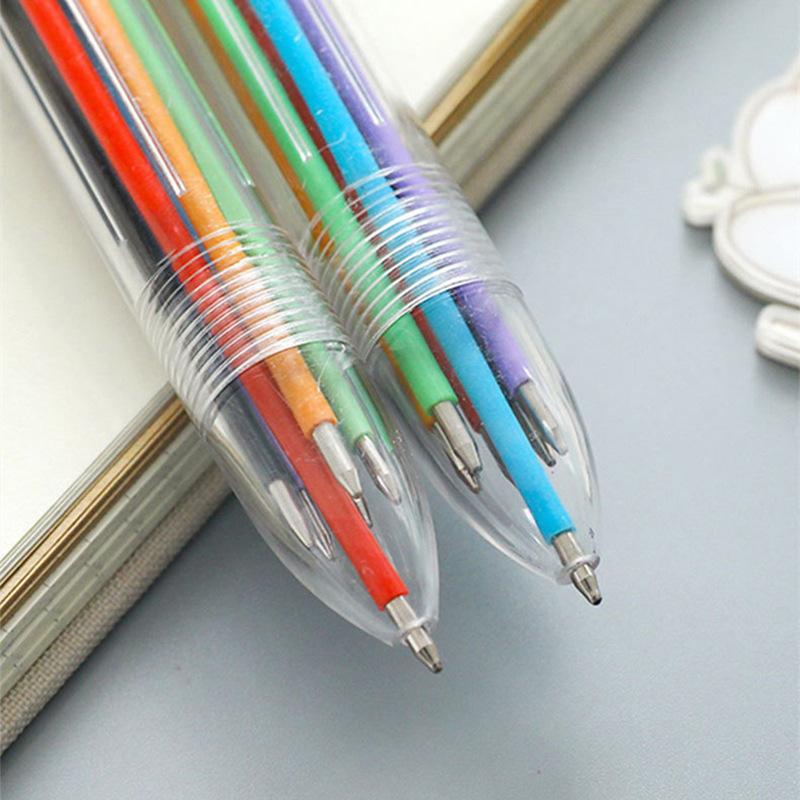 20 PCS Multicolor Ballpoint Pen 6 Colors 0.5mm RetractableTransparent Simple Ballpoint Pens Suitable Office School Use Graduation Season Back School