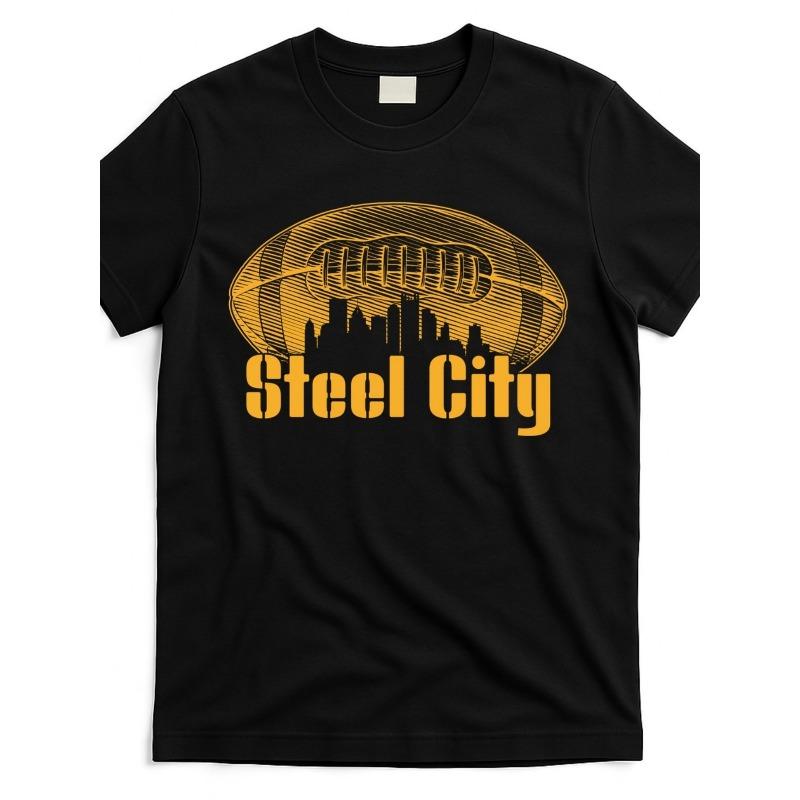 

Футболка для фаната футбола Steel City, Премиальный мягкий хлопок, Круглый вырез, Дышащий и легкий летний повседневный топ, Идеальный подарок для любителей футбола S чёрный