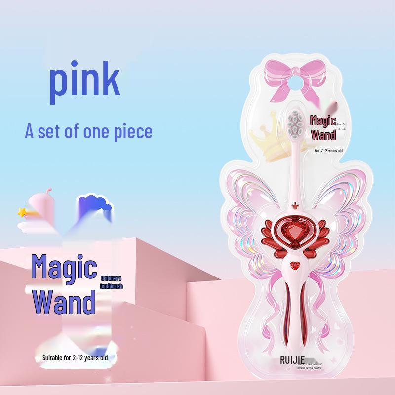 Kids' Magic Wand Toothbrush: Soft Bristles, Cartoon Design, Ages 2-12, Educational & Fun Dental Care