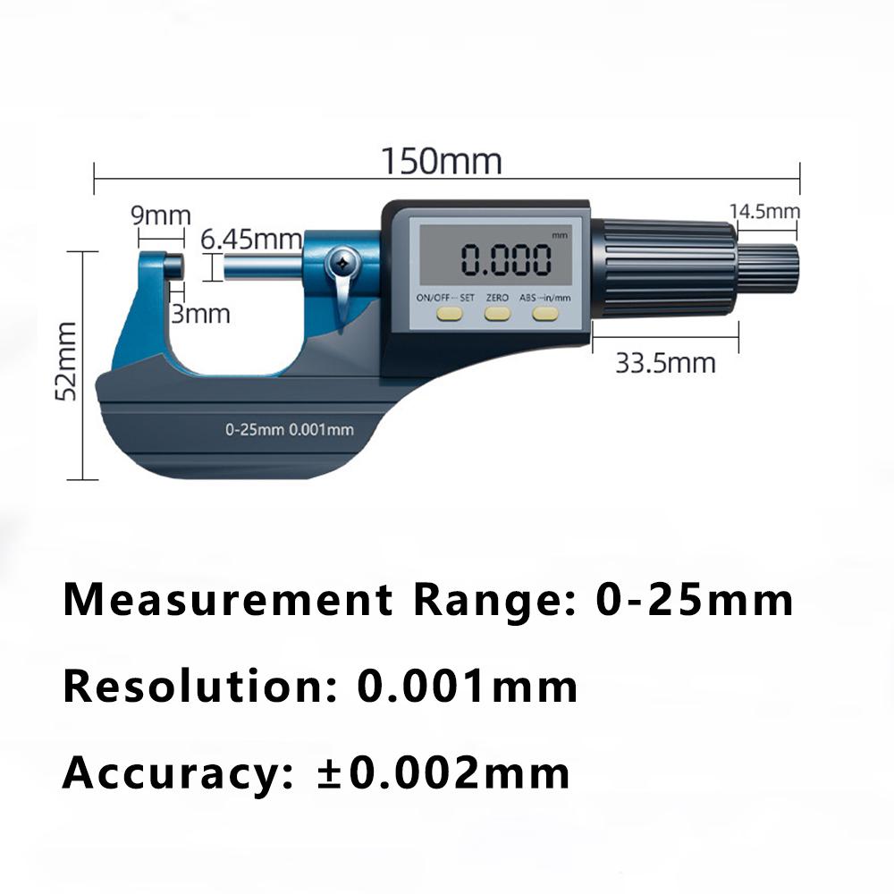 0.001 mm Electronic Outside Micrometer 0-100 mm With Extra Large LCD Screen Digital Micrometer Electronic Digital Caliper Gauge
