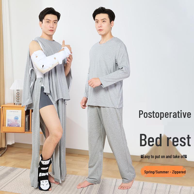 

Spring Patient Gowns: Easy-On-Off PICC Port & Dialysis Clothing for Fractures, Hemiplegia, and Elderly Care 2XL