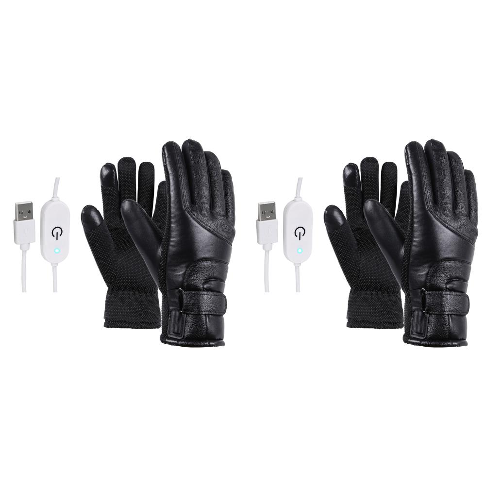 

USB-Handwärmer, Wasserdichte Leder-Heizhandschuhe, PU zum Angeln, Reiten, Radfah