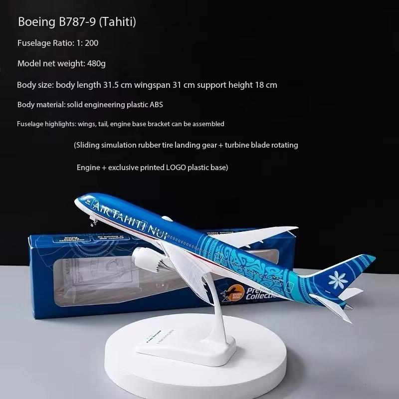 Tahiti Air 787-9 F-OTOA 1:200/350 Scale Alloy Finished Airplane Model Simulation Toy Hobby Collection and Decoration