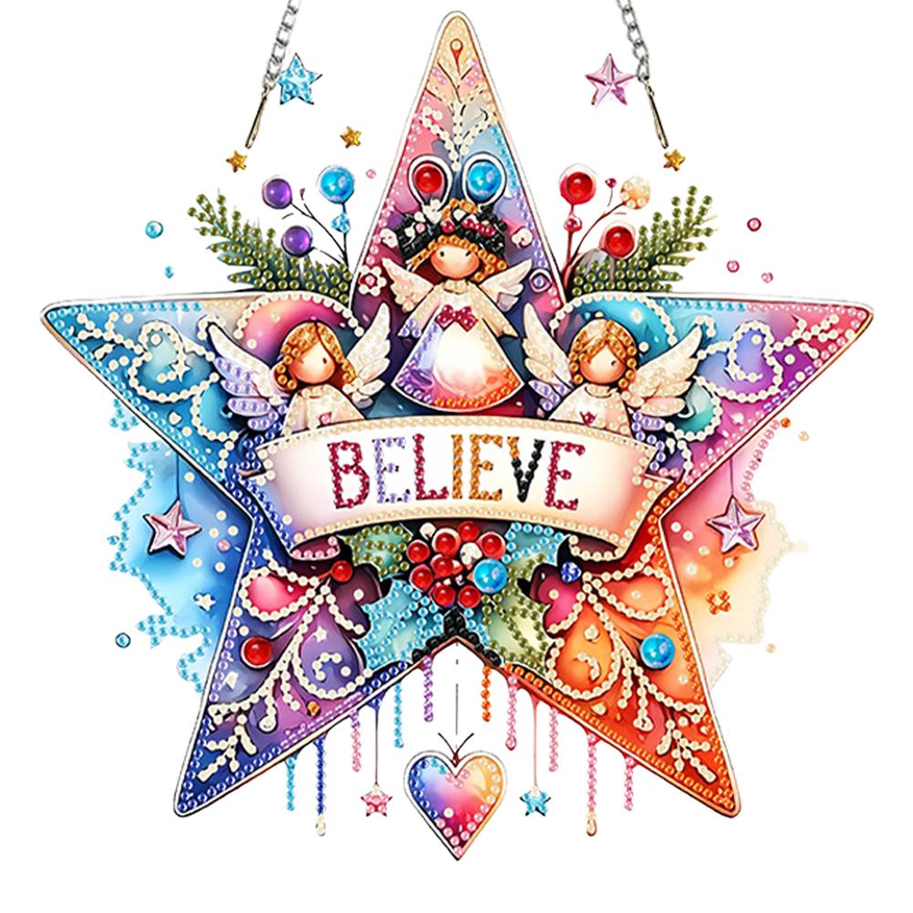 Weihnachtsthema 2D/Flach DIY Strassstein Diamantmalerei Fensteranhänger Spezielle Form Diamantmalerei Anhänger Heimwanddekoration Bastelarbeiten