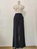 Women's Solid Color Loose Wide Leg Casual Pants with Semi-Elastic Waist for Autumn and Winter.