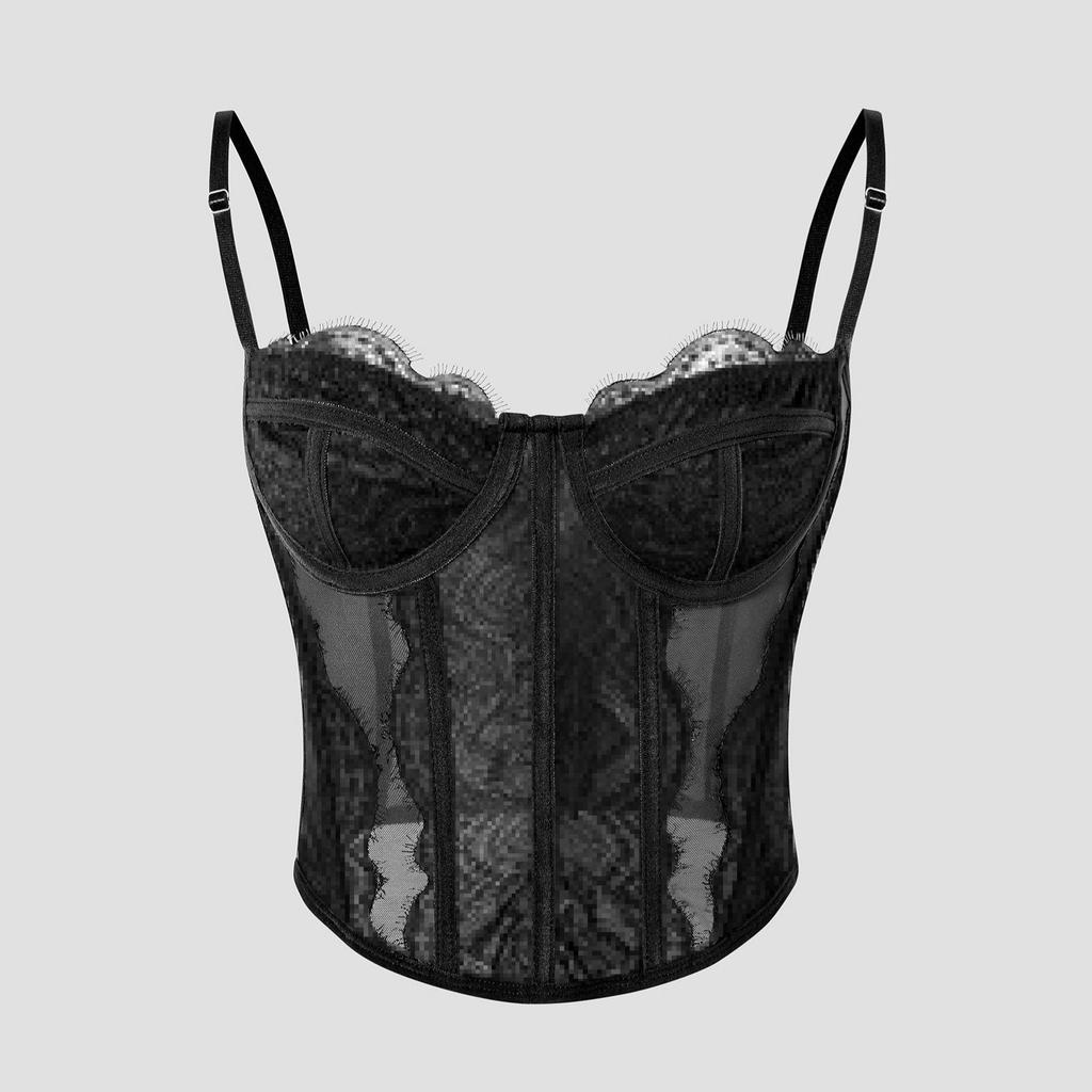 Spicy Lace Push-Up Fishbone Corset Bra Top