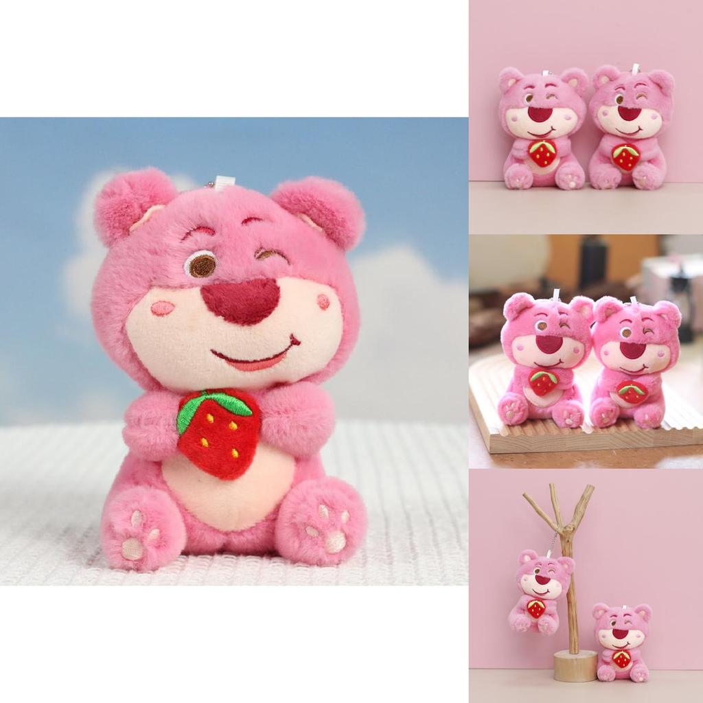 Adorable Pink Strawberry Bear Plush Keychain Soft And Cute Toy For Bag Or Purse Decoration