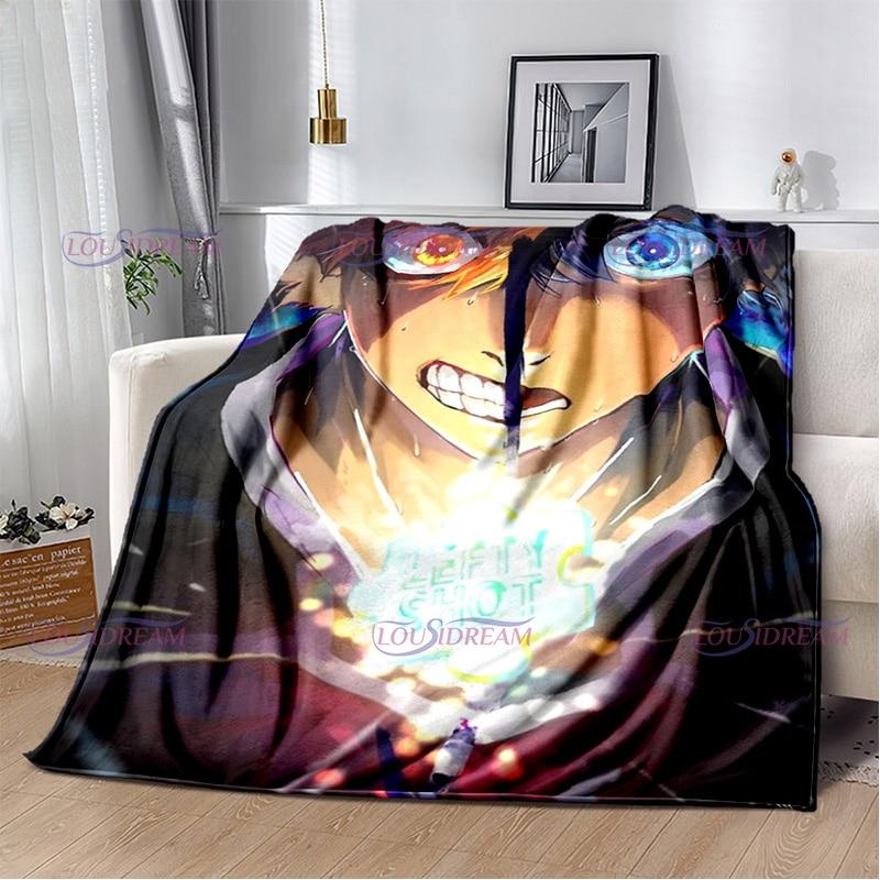 Manta con cierre azul de dibujos animados japoneses, manta cálida de felpa acogedora para el hogar, para cama, sofá, regalos ligeros para niños