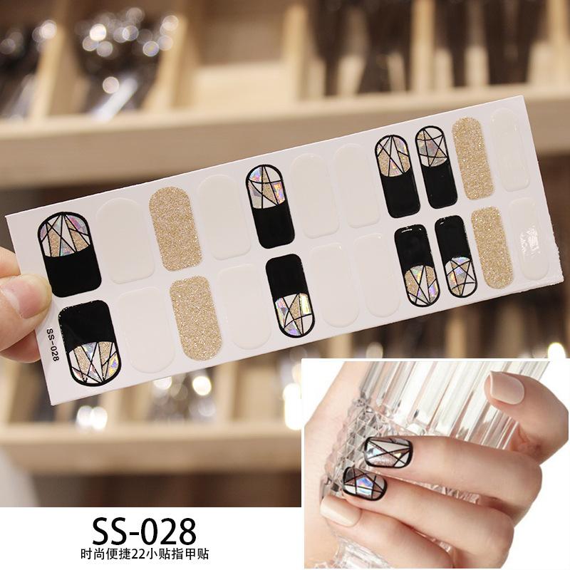 22pcs Sheet Laser Bronzing Full Cover Nail Stickers Long Lasting Tearable Cute Nail Art Wraps Design