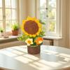 Handmade Crochet Sunflower Bouquet in Pot-Charming Knitted Creative Mini Flower Bouquet,Forever Blooming Home Desktop Decor or Gift for