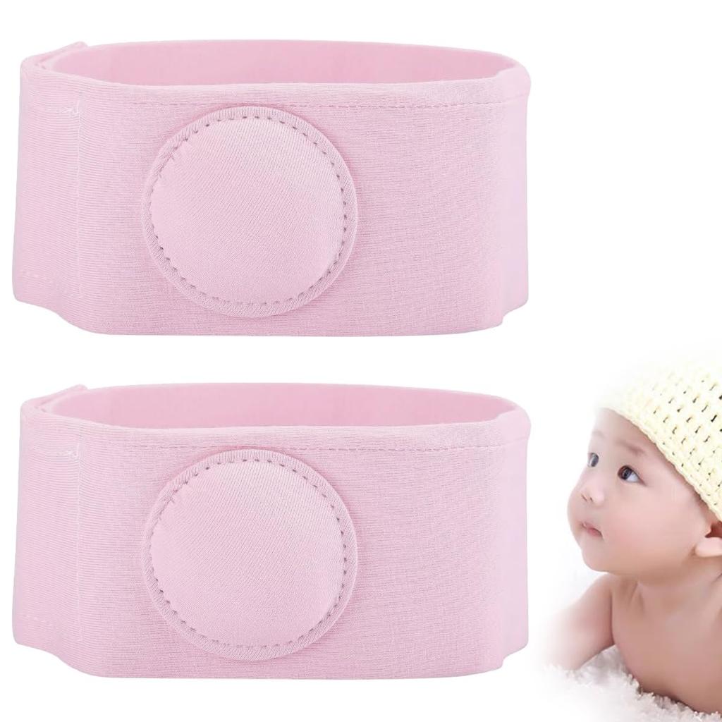 2 Pieces Baby Umbilical Hernia Belt Infant Abdomen Binder Baby Navel Truss Support Newborn Belly Belt Baby Kids Infant [Kisymear] (Pink)