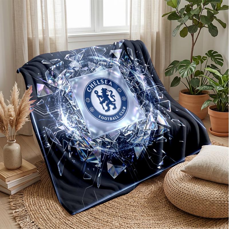 Chelsea FC Theme Blanket Soft Flannel Blanket Plush Throw Blanket Cozy Sofa Bed Blanket for Home Decor